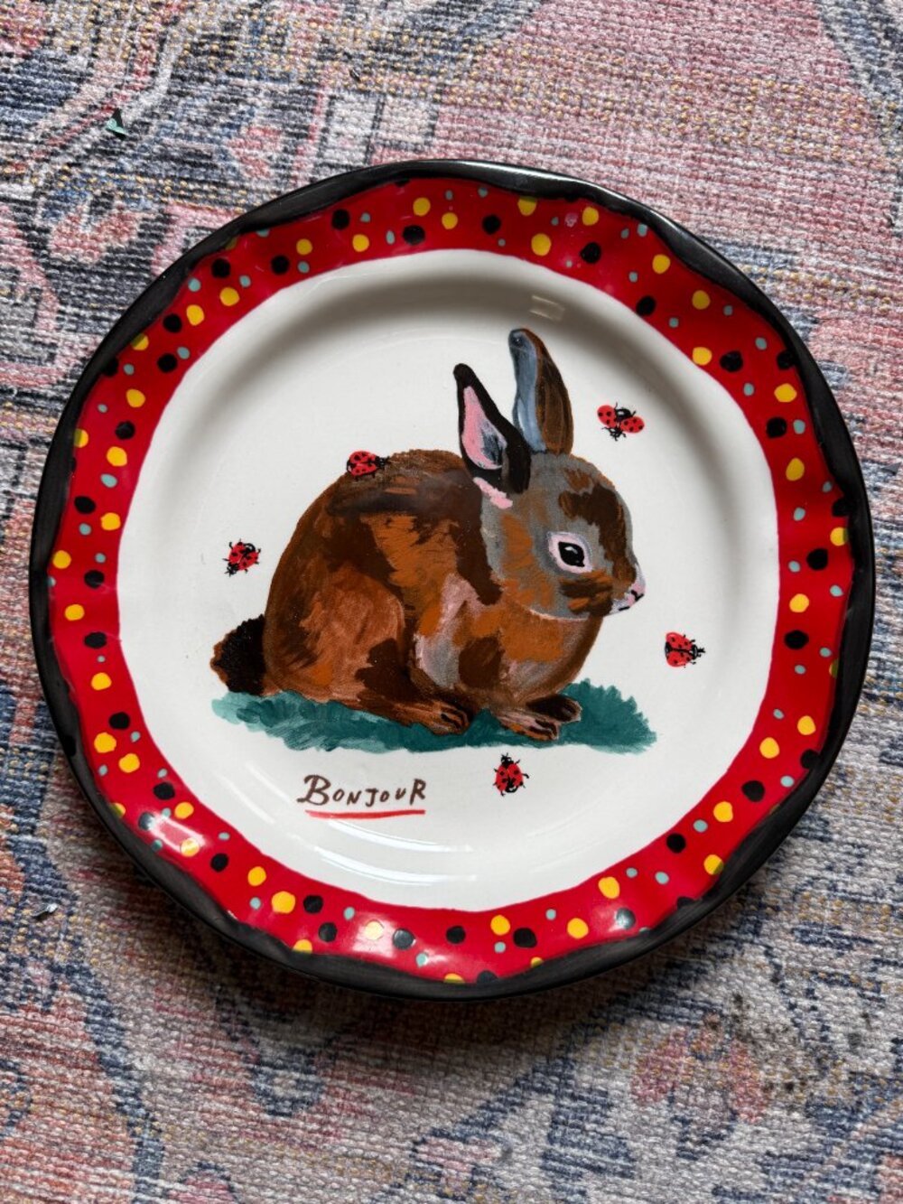 Anthropologie French Designer Nathalie Lete Bunny Plate NWOT